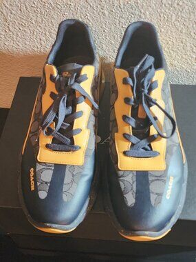 Coach Men’s Size 12 Navy Yellow Signature Low Top Sneakers